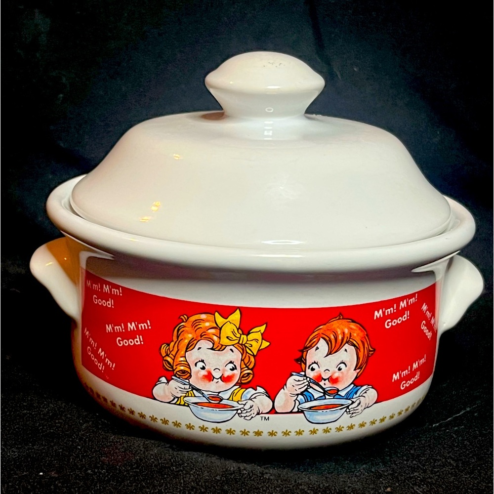 Campbell's Soup Kids Crock‎ Covered Soup Bowl with Lid Houston Harvest 1998